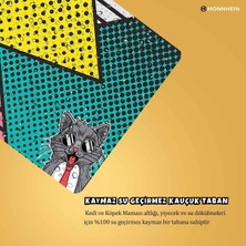Monnhein Mama ve Su Evcil Hayvan Beslenme Matı, Kolay Temizlenen Emici Su Geçirmez Kumaş, Küçük Orta Boy ve Büyük Kedi ve Köpekler Için Dayanıklı Köpek Kedi Paspas (50X35, Popart)