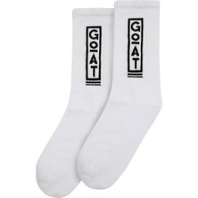 Unisex Vegan Beyaz Çorap - Goat Tasarım