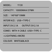 Apera BN44 10000MAH Powerbank LED Ekranlı Type-C iPhone USB Micro USB Kablolu Tüm Uçlar