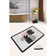 Chilai Home Three Cactus Djt 70X120 cm Banyo Halısı Paspas Kaymaz Taban Yıkanabilir