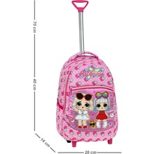 Çantaland Çekçekli Pembe Kalp Desenli İlkokul Çantası + Beslenme Çantası