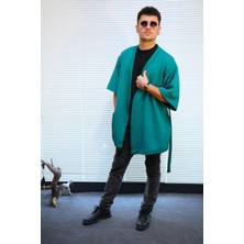 Lapiz Unisex Kısa Kimono, Yeşil Renk, Standart Beden