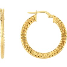 Altın Sepeti Altın Çentikli Model Halka Küpe