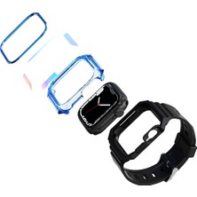 Space-M Apple Watch 44MM Akıllı Saat Kordon Krd-88 Sert Pc Kasa Koruyuculu Silikon Kordon