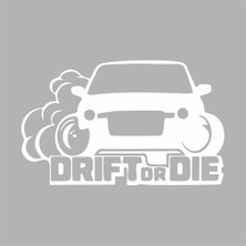 Reysa Tasarım Drift Or Die Araba Stickeri Beyaz 19X11 cm