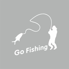 Reysa Tasarım Go Fishing Araba Sticker Beyaz 19X18 cm