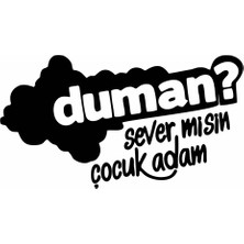Reysa Tasarım Duman Sever Misin Çocuk Adam Araba Sticker Siyah 18X10 cm