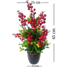 Cennet Home Lüks Kokina Bitkisi Yılbaşı Çiçeği Siyah Plastik Saksıda Masaüstü Yapay Çiçek 45 Cm.