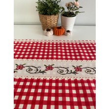 Neslihan Hobi Atölyesi Gerçek Otantik El İşlemeli Kanaviçe Runner Masa Örtüsü 45 x 120 cm