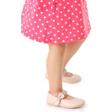 Kiko Kids Cırtlı Kız Çocuk Taşlı Babet Ayakkabı 252 Cilt Pudra