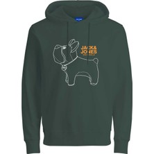 Jack & Jones Kapüşon Yaka Koyu Yeşil Erkek Sweatshirt Jorpal Sweat Hood Fst