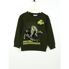 Name İt Erkek Çocuk Haki Sweatshirt Nmmjovan Jurassıc Sweat Unb Vde