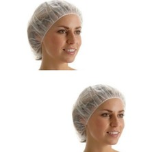 Andhose Kozmetik Tek Kullanımlık Bone Tela Beyaz 100 Adet x 2'li Set,beyaz Tela Bone,tela Saç Bonesi,saç Bandı,bone