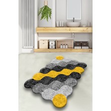 Chilai Home Circle Sarı 70 x 120  cm  Banyo Halısı Djt Yıkanabilir Kaymaz Taban  Paspas Klozet Takımı