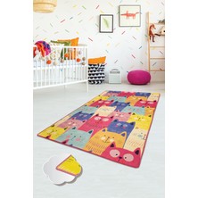 Chilai Home Cats Renkli Çocuk Halısı Djt Çocuk Ve Bebek Halısı Yıkanabilir ,Leke Tutmaz 80 x 120