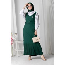 Sevitli Jile Elbise - Zümrüt Yeşil