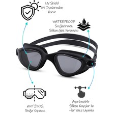 Telvesse Swimmer Pro Buğu Yapmaz Antifog Yüzücü Gözlüğü Bone Set Uv Korumalı Yüzme Havuz Deniz Gözlük Siyah