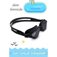 Telvesse Swimmer Pro Buğu Yapmaz Antifog Yüzücü Gözlüğü Bone Set Uv Korumalı Yüzme Havuz Deniz Gözlük Siyah