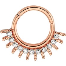 Altın Köşe Taşlı Altın Kral Halka Piercing 14 Ayar Rose