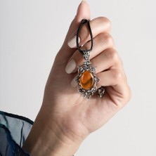 Takı Depo Orijinal Damla Kehribar El Işi Gümüş Kolye