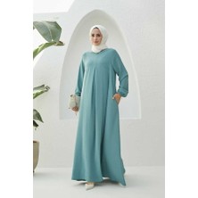 Neways 6482-BERLIN  A Pileli Elbise Mint Yeşili