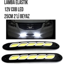 ŞüsCarOto Aksesuar Carub 5 LED Gündüz Ledi Lamba 12V Sıralı Cob Elastik Beyaz 2 Adet