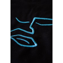 hunz yüz Desenli Nakışlı %100 Pamuk Unisex Bisiklet Yaka Kısa Kollu Tişört