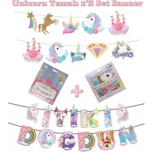 Gogopak Unicorn Temalı 2'li Set Uzar Yazı Banner