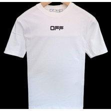 Off-White Bisiklet Yaka Sırt Baskılı T-Shirt