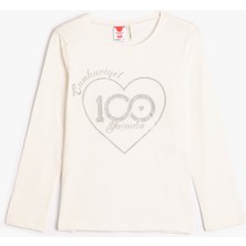 Koton Tişört Baskılı Uzun Kollu Pamuklu 100. Yıla Özel