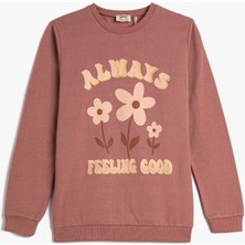 Koton Sweatshirt Şardonlu Bisiklet Yaka Uzun Kollu Baskılı