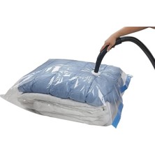 Balkan Room Vakumlu Saklama Torbası 80x100 cm Su Koku Geçirmez Şeffaf Naylon Polietilen Yorgan Giysi