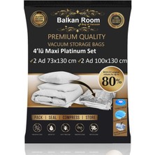 Balkan Room 4'lü Maxi Platinum Vakum Hurcu Seti – Tek Yönlü Vanalı, Dayanıklı Naylon/Polietilen, Şeffaf Ev ve Seyahat Saklama Çözümü