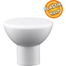 Badem10 Çayıralan Plastik Düğme Çekmece Dolap Kapak Kulpu Kulbu Beyaz Kulp