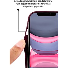 Deilmi Freya Bordo IOS 12 Uyumlu Buzlu Arka Kapak Parlak Çerçeve Tam Kamera Koruma Silikon Freya Kapak Kılıf