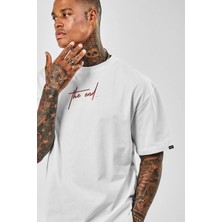 Marabel Oversize The End Baskılı Beyaz Tshirt