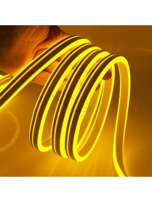 Ema Dükkan 10 Metre 220 Volt Amber Neon Led Tak Çalıştır 8x16mm Esnek Hortum Led Suya Dayanıklı Şerit Aydınlatma