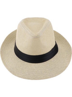 Divine Mens Seyahat Yaz Siper Şapkası Fedora Trilby Gangster Plaj Şapkası Sombrero Bej 2 (Yurt Dışından)