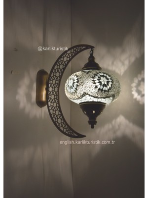 Karlıkturistik Büyük Boy Mozaik Aplik Lamba Hilal Dekoratif Duvar Otantik Aplik Yarım Ay Model 16