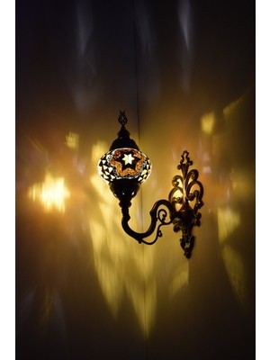 Karlıkturistik Mozaik Aplik ,Yukarı Yönlü Dekoratif Duvar  Lambası,Otantik Lamba,Mozaik Lamba Model4