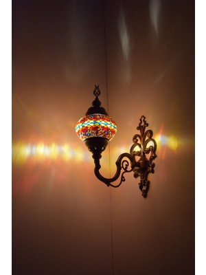 Karlıkturistik Mozaik Aplik ,Yukarı Yönlü Dekoratif Duvar  Lambası,Otantik Lamba,Mozaik Lamba Model9