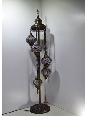 Karlıkturistik Mozaik Lambader,Otantik Lambas,Dekoratif Köşe Lambası 5 Li Mozaik Gece Lambası  Model 14