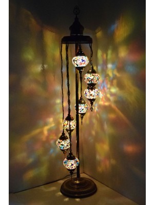 Karlıkturistik Lambader Çoklu Elişi Sarkıt Camlı,Mozaik Ayaklı Lambader,Dekoratif Köşe Lambası Model 3