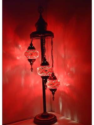 Karlıkturistik Mozaik Lambader,Otantik Lambası,Dekoratif Köşe Lambası 3 Lü Mozaik Gece Lambası  Model 20