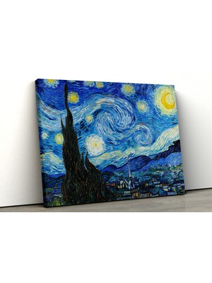 Blok Design Kanvas Tablo Resim Van Gogh Yıldızlı Gece Ünlü Yağlıboya Duvar Tablosu