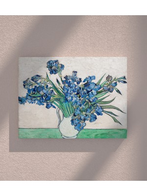 Blok Design Kanvas Tablo Resim Van Gogh Mor Iris Çiçeği Duvar Tablosu