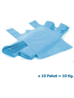 Arma Mavi Market Poşeti Torbası - Hışır Atlet Poşet - Orta Boy - 28 x 50 Cm. - 10 Kg.