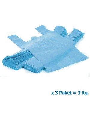 Arma Mavi Market Poşeti Torbası - Hışır Atlet Poşet - Orta Boy - 28 x 50 Cm. - 3 Kg.