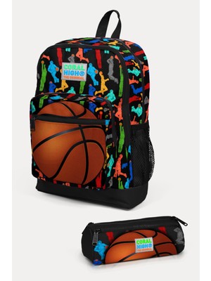 Coral High Kids Siyah Basketbol Desenli 2'li Okul Çanta Seti SET0223471
