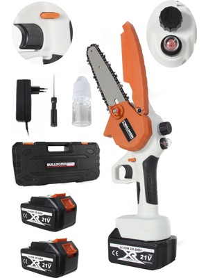 Bulldozer Akülü Bahçe Dal Budama Testeresi Şarjlı Çift Akülü 21VX